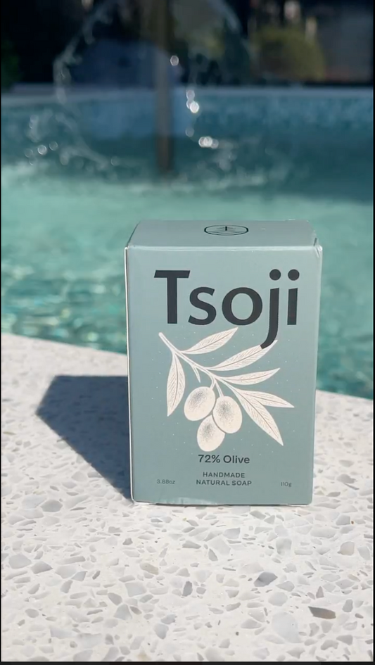 Tsoji 72% Olive handmade all natural soap by a pool