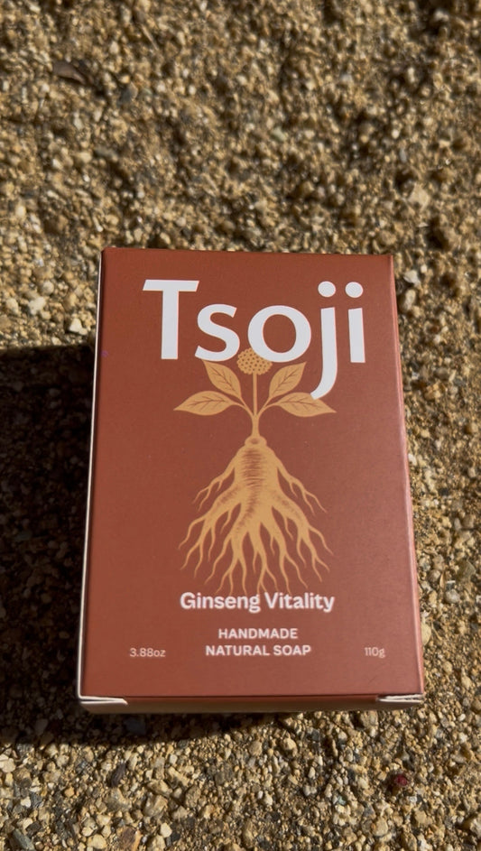 Tsoji-ginseng-vitality-bar-soap-on-sand-rooted-resilience