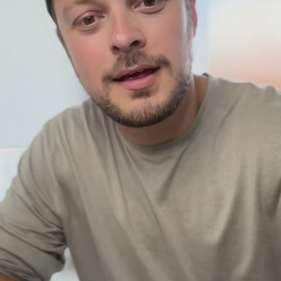 A man talks to the camera about the benefits of Tsoji 72% Olive handmade all natural soap